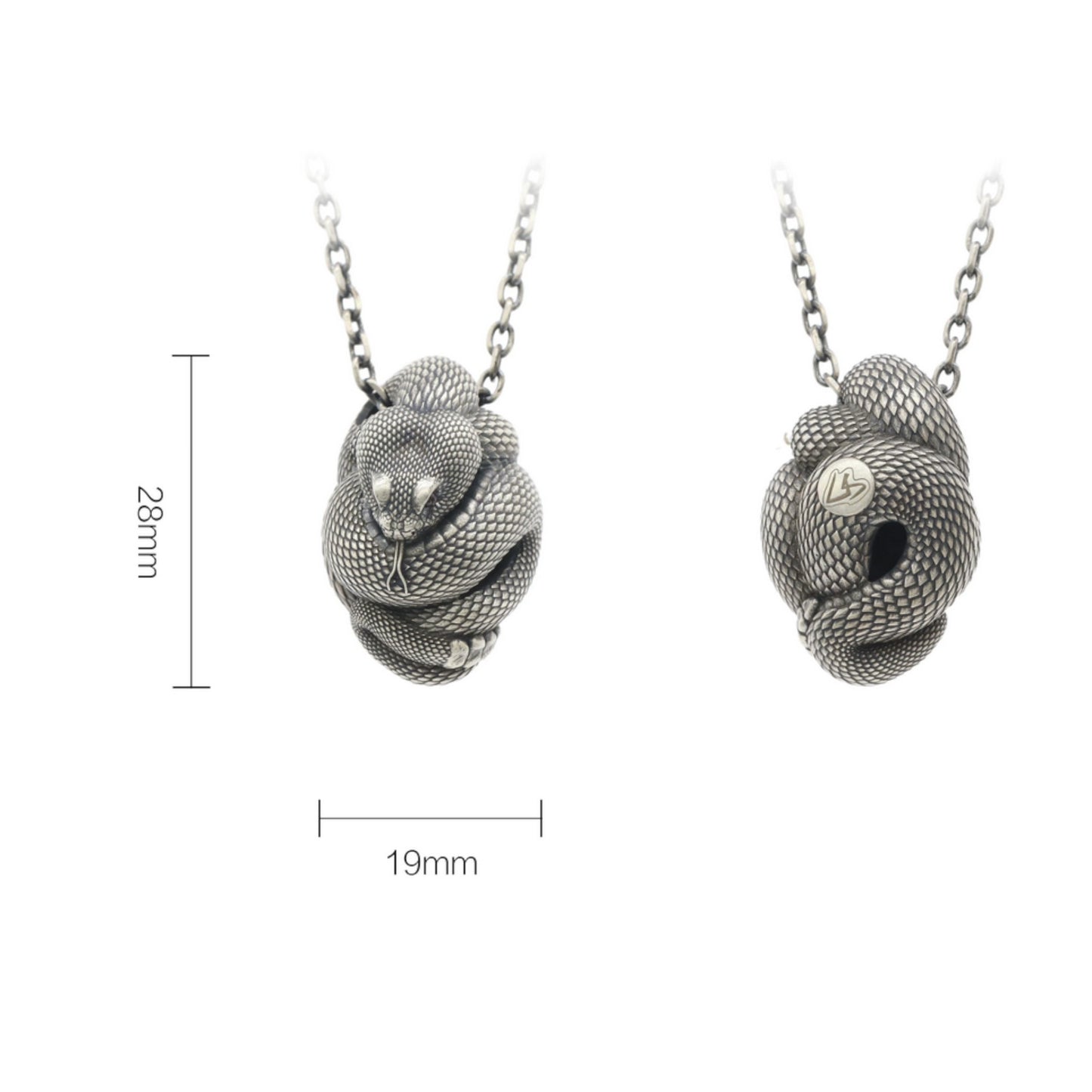 s925 Sterling Silver Detailed Rattlesnake Snake Pendant