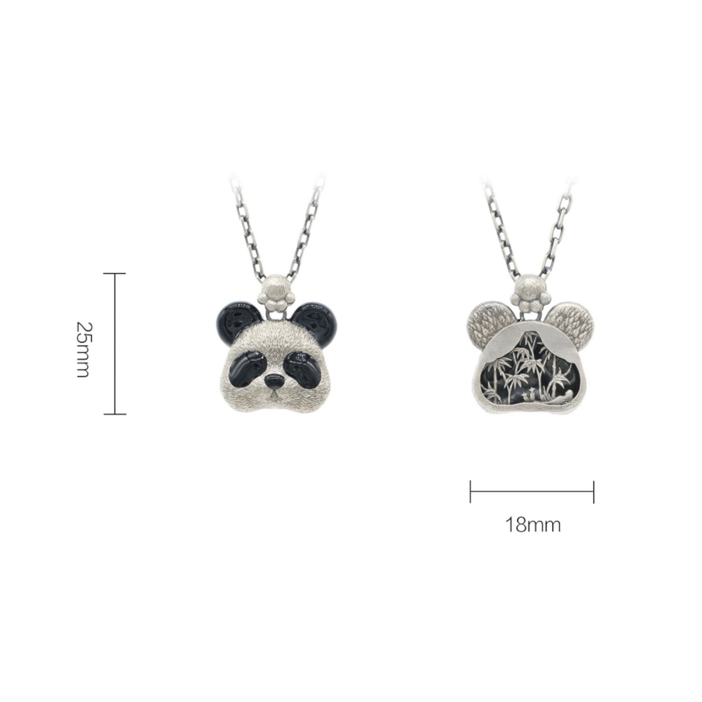 s925 Sterling Silver Enamel Panda Pendant and Earrings