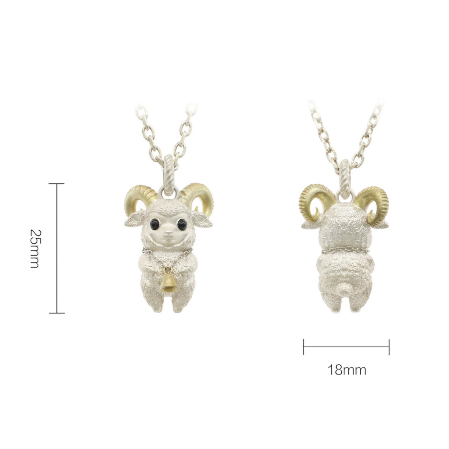 s925 Sterling Silver Cute Sheep Zodiac Pendant Necklace