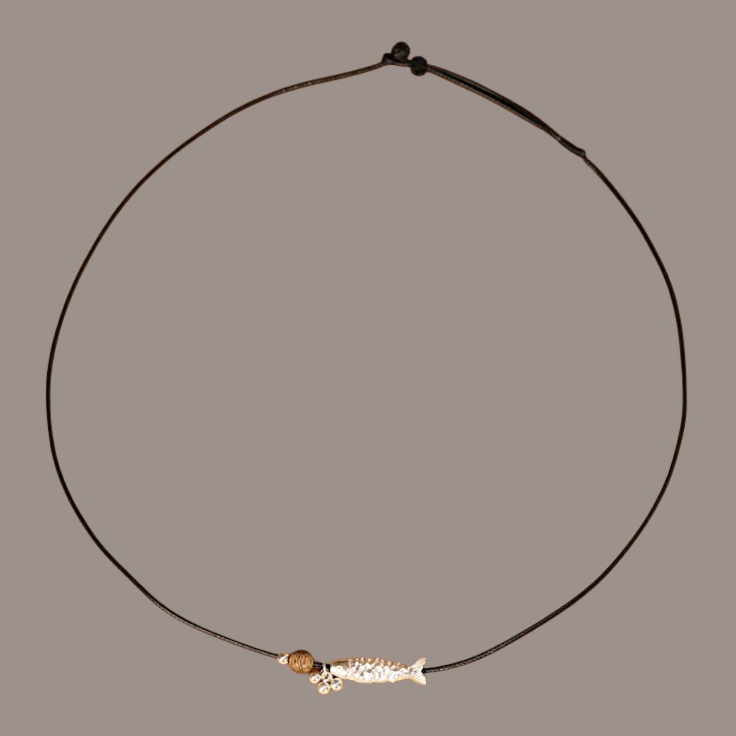 999 Fine Solid Silver Fish Lucky Charm Minimal Style Rope Cord Necklace