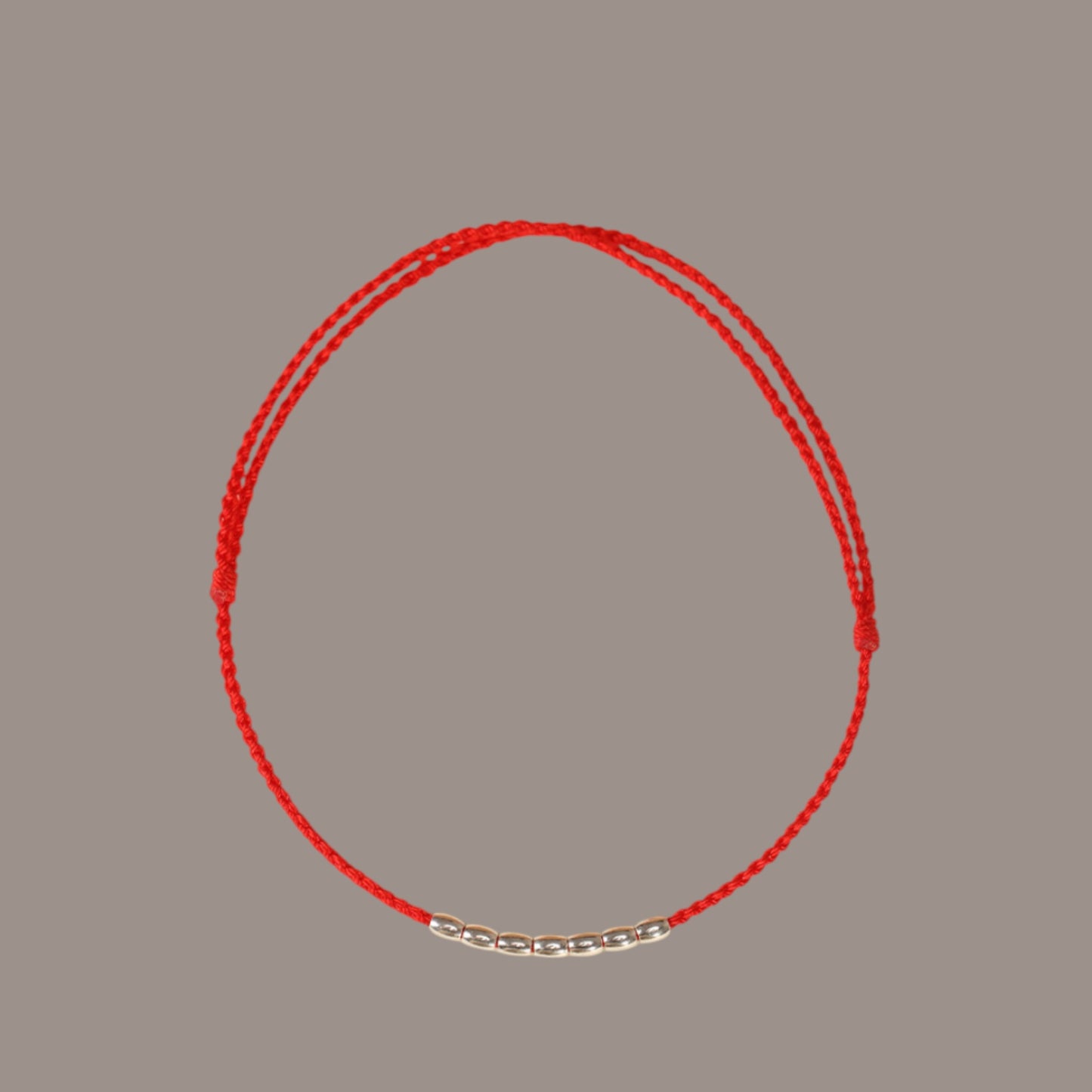 s925 Sterling Silver Rice Beads Red String Anklet Lucky Fortune Bead
