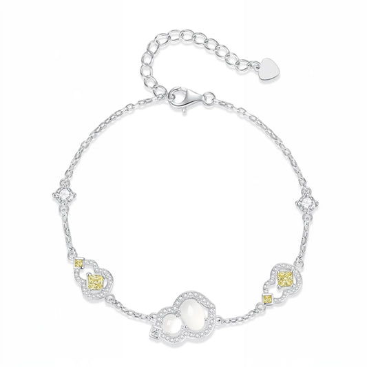 S925 Sterling Silver Minimal Lucky Jade Gourd Charm Bracelet