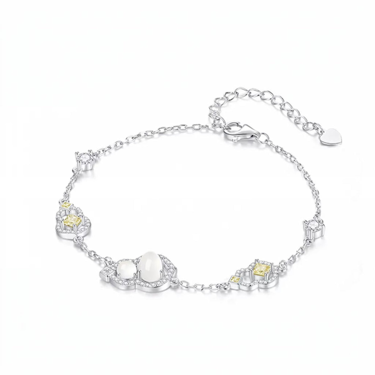 S925 Sterling Silver Minimal Lucky Jade Gourd Charm Bracelet