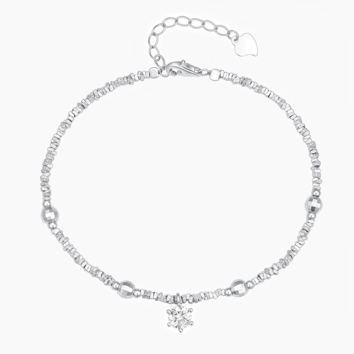 S925 Sterling Silver Disco Beads Minimal Charm Bracelet