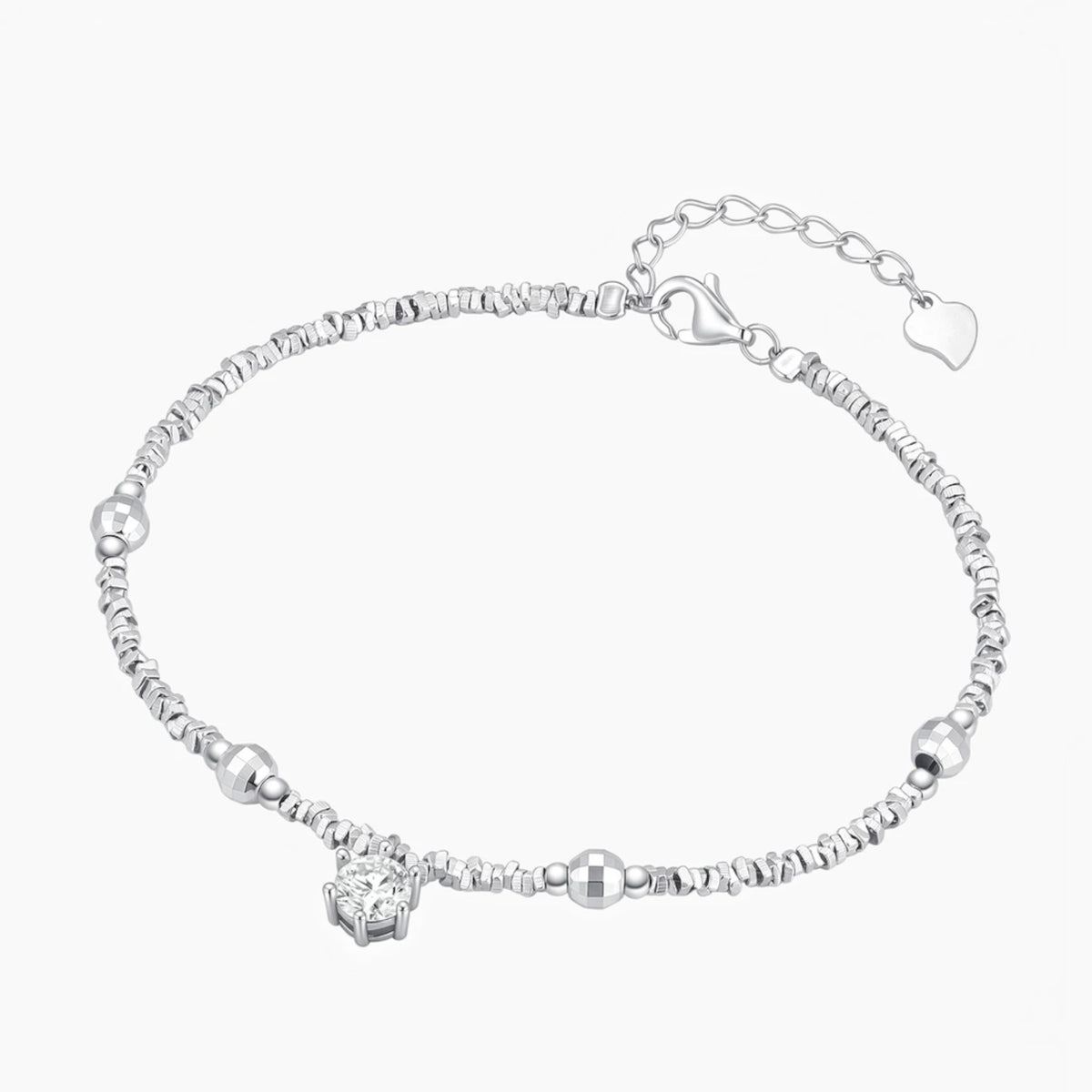 S925 Sterling Silver Disco Beads Minimal Charm Bracelet