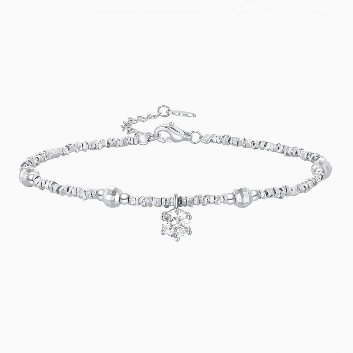 S925 Sterling Silver Disco Beads Minimal Charm Bracelet