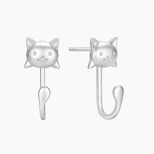S925 Sterling Silver Cute Kitty Cat Stud Earrings