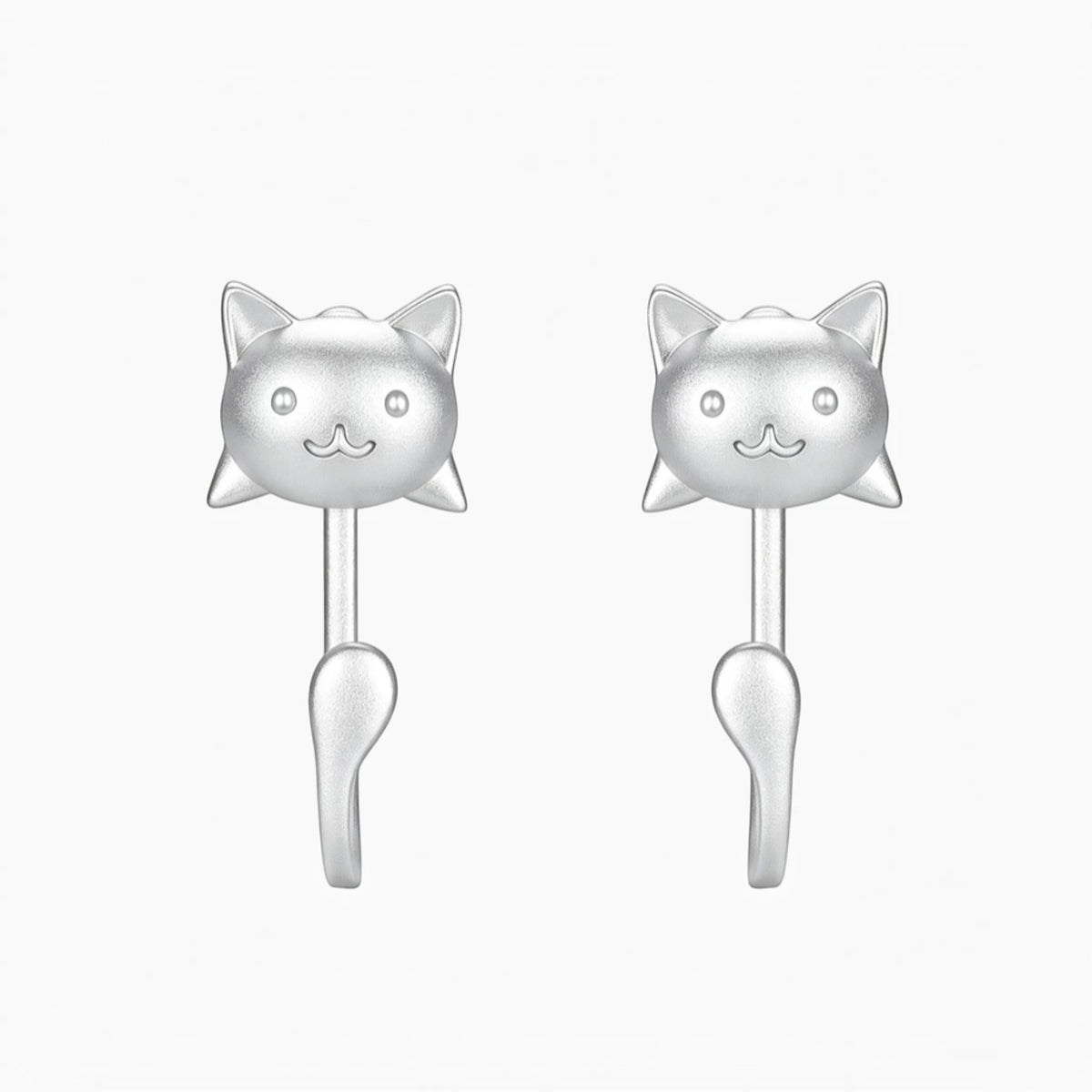 S925 Sterling Silver Cute Kitty Cat Stud Earrings
