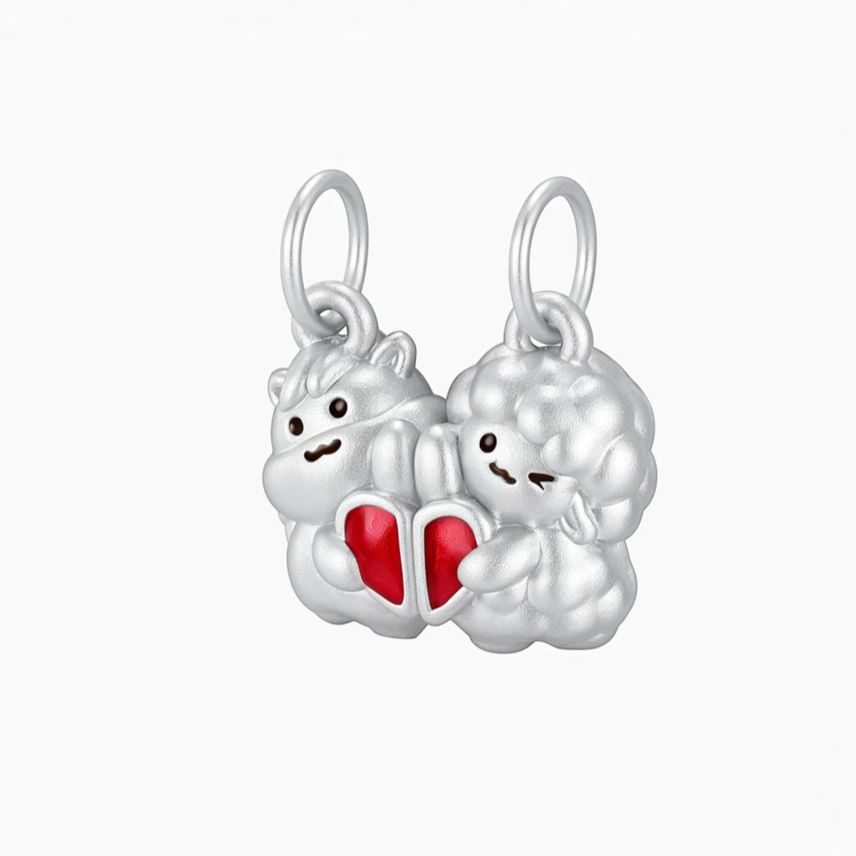 S925 Sterling Silver Chinese Zodiac Horse Sheep Enamel Magnet Pendant Charm
