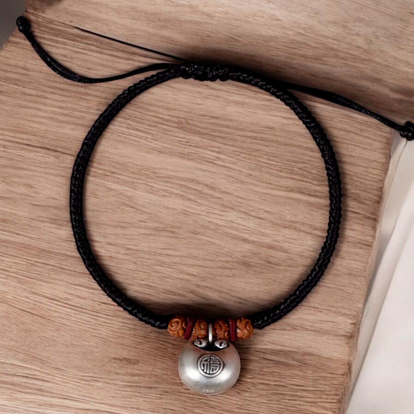 999 Pure Silver Charm Blessing Lock Pet Collar Cat and Dog Handmade Woven Adjustable
