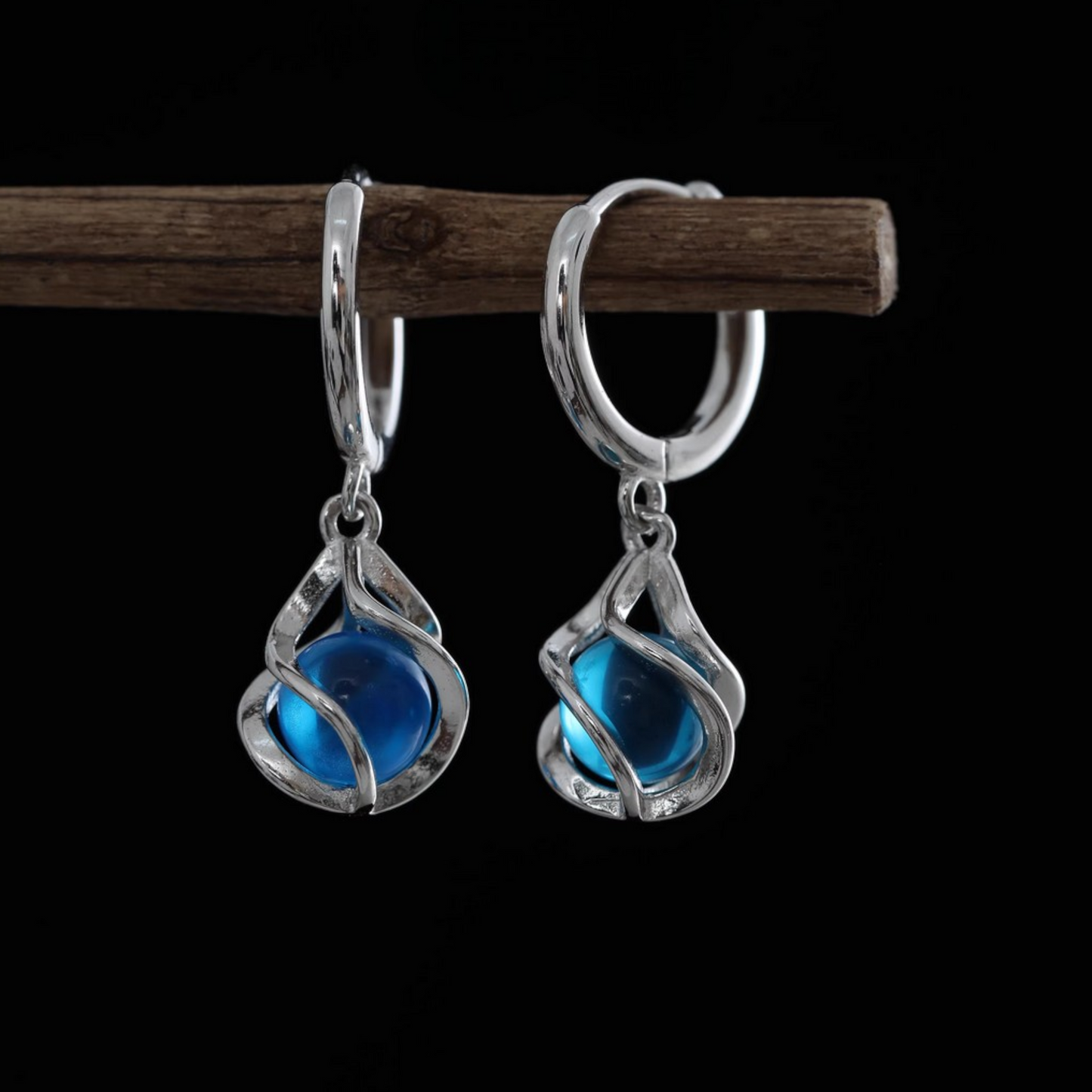 S925 Sterling Silver Elegant Dangle Hoop Earrings