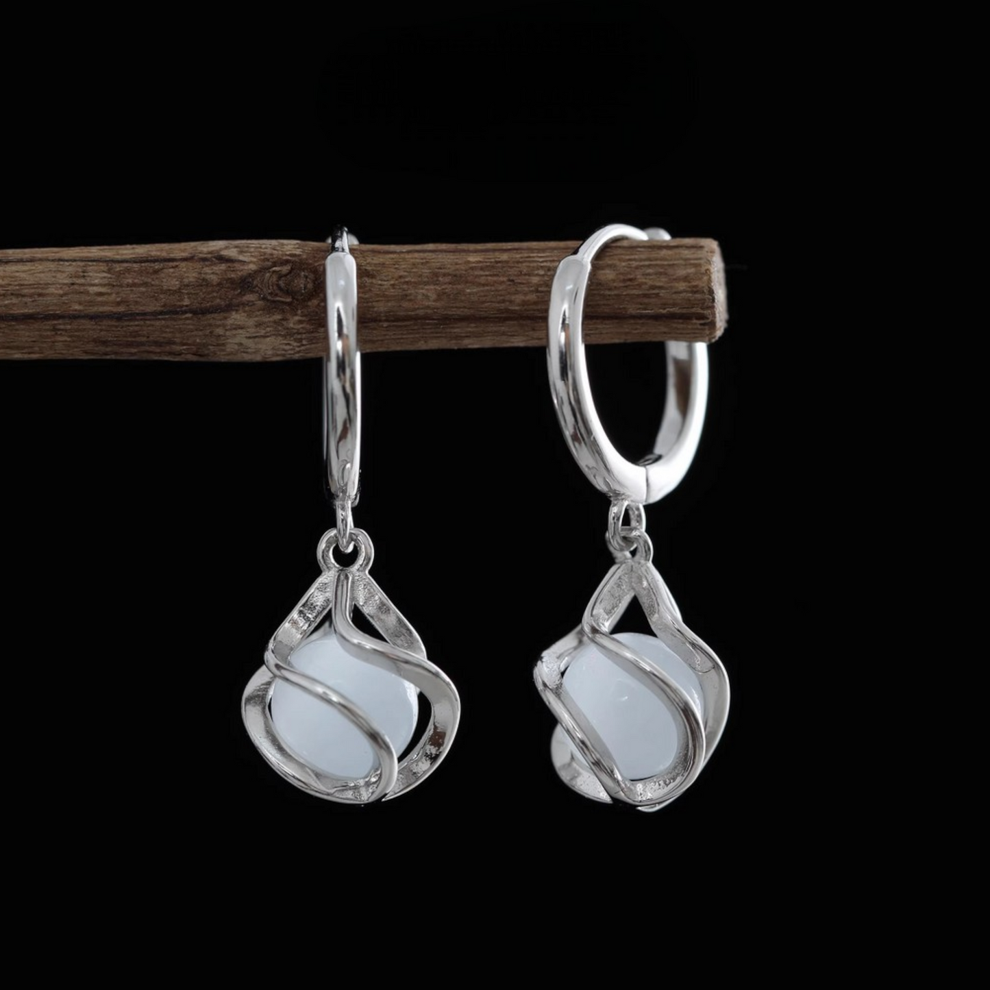S925 Sterling Silver Elegant Dangle Hoop Earrings