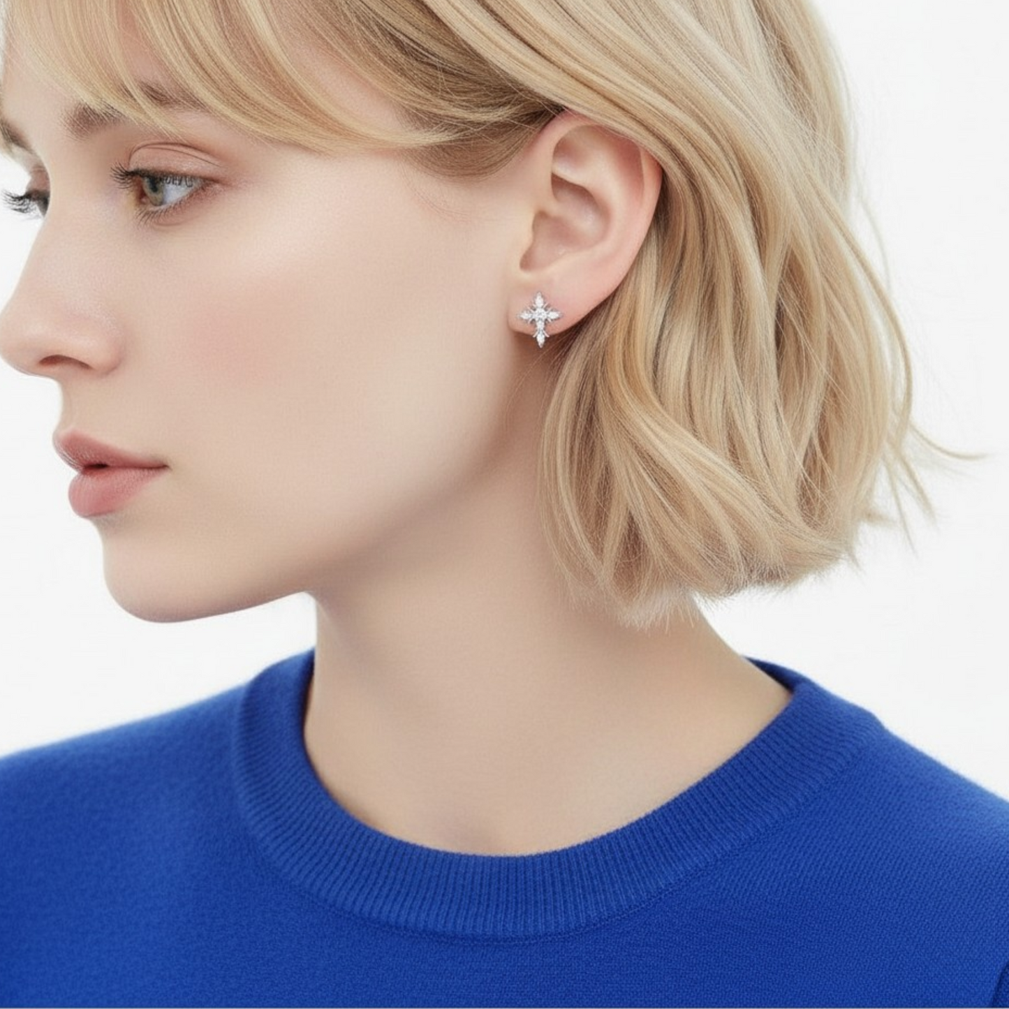 S925 Sterling Silver Cross Screw back Earrings
