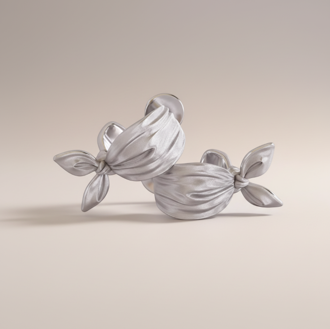 S925 Sterling Silver Matt Ear Cuff Tie a Knot Stud Earrings