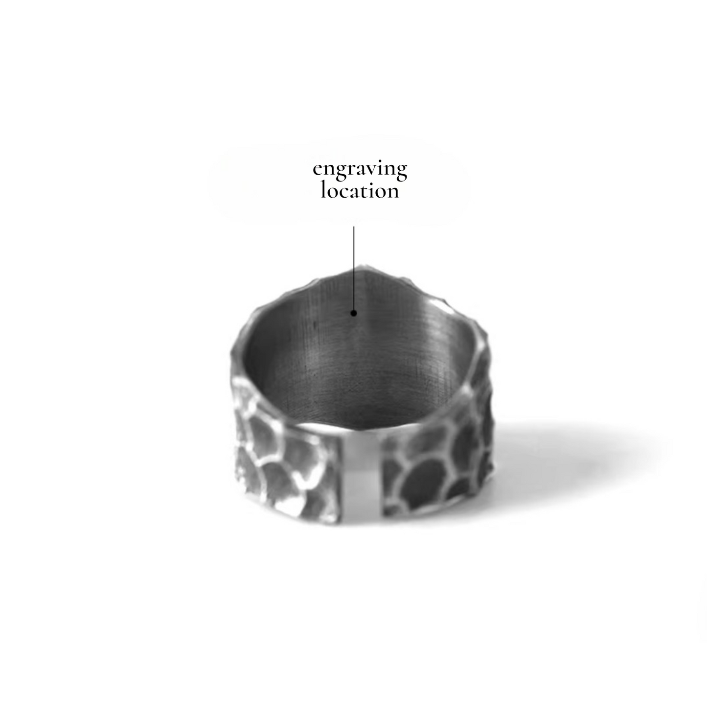 S999 Fine Silver Vintage Hand Crafted Volcanic Texture Lava Ring