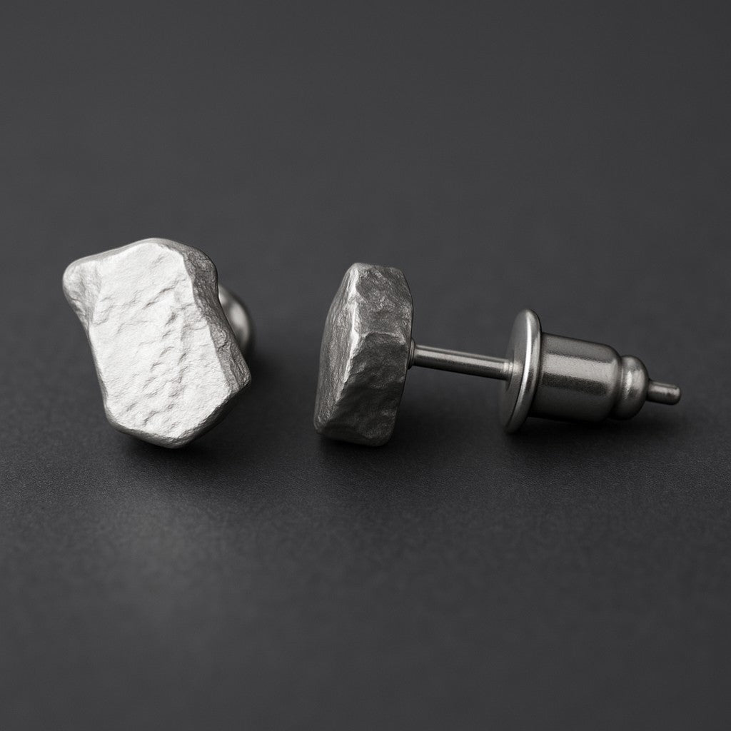 S999 Fine Silver Vintage Minimal Minimalist Men Women Stud Earrings