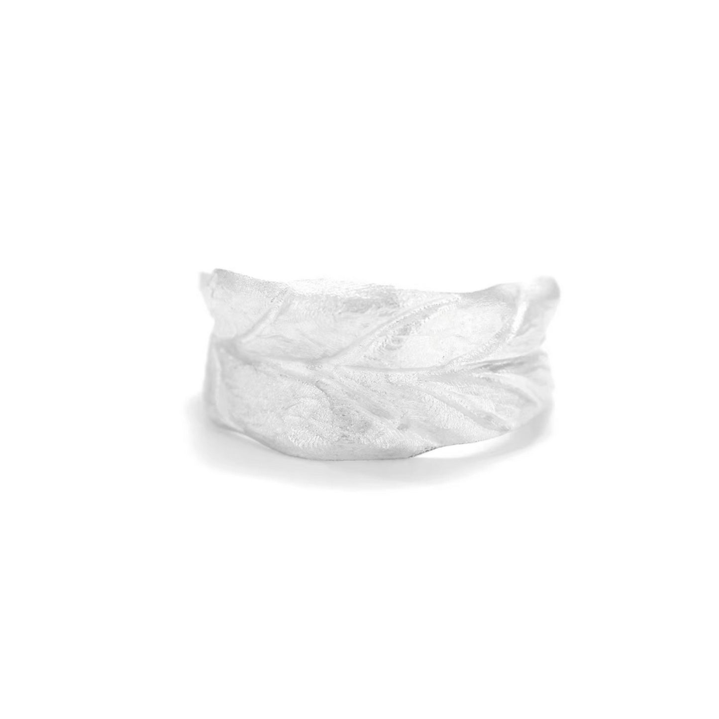 S999 Fine Silver Rustic Leaf Minimalist Unisex Ring