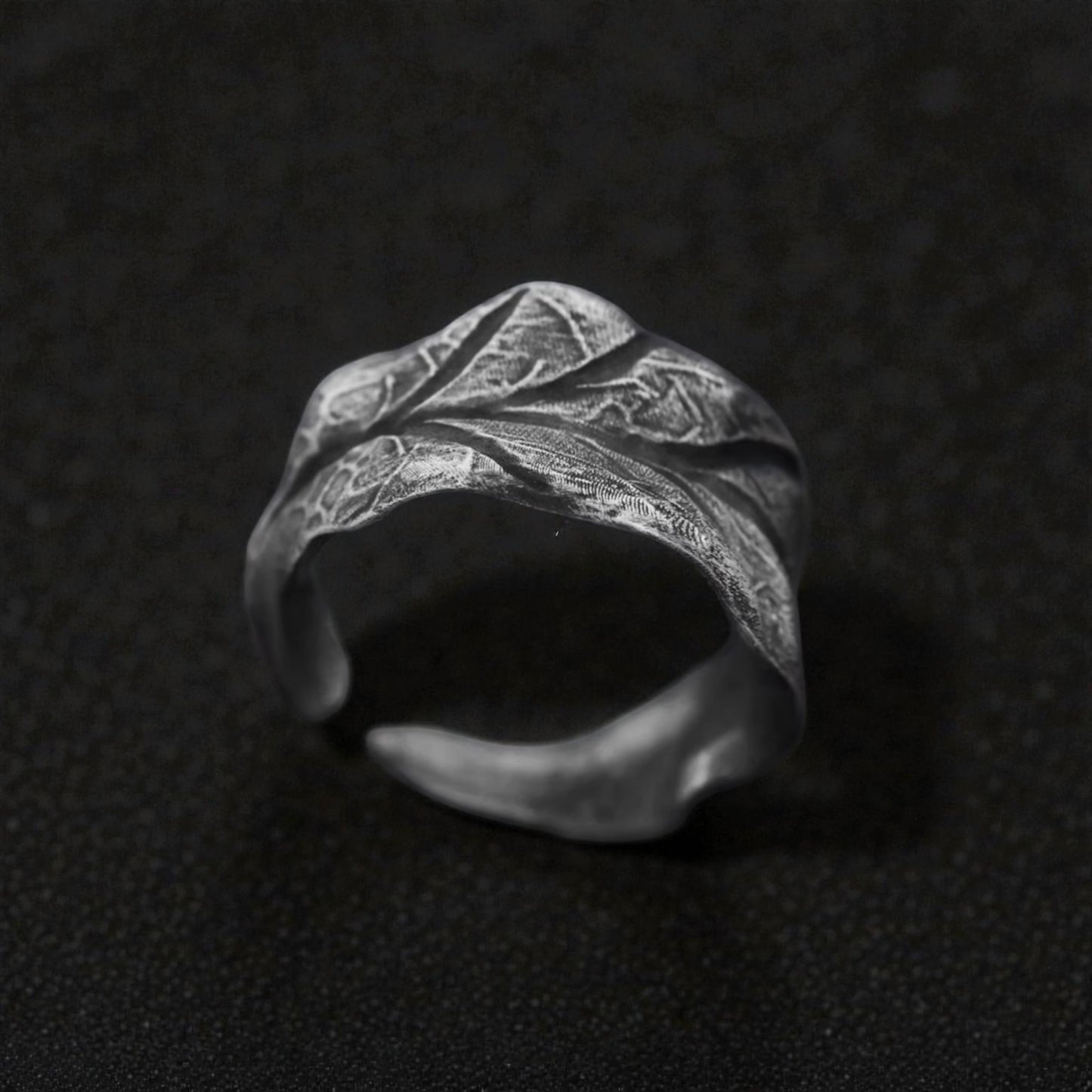 S999 Fine Silver Rustic Leaf Minimalist Unisex Ring