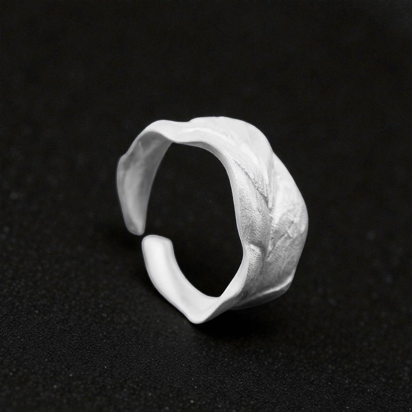 S999 Fine Silver Rustic Leaf Minimalist Unisex Ring