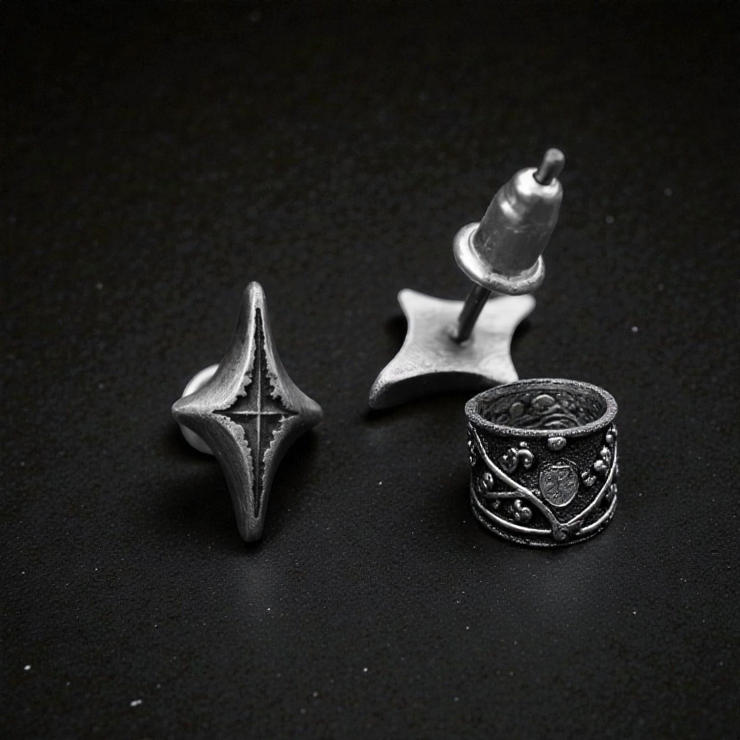 S999 Fine Silver Vintage Minimal Men Women Starlight Stud Earrings