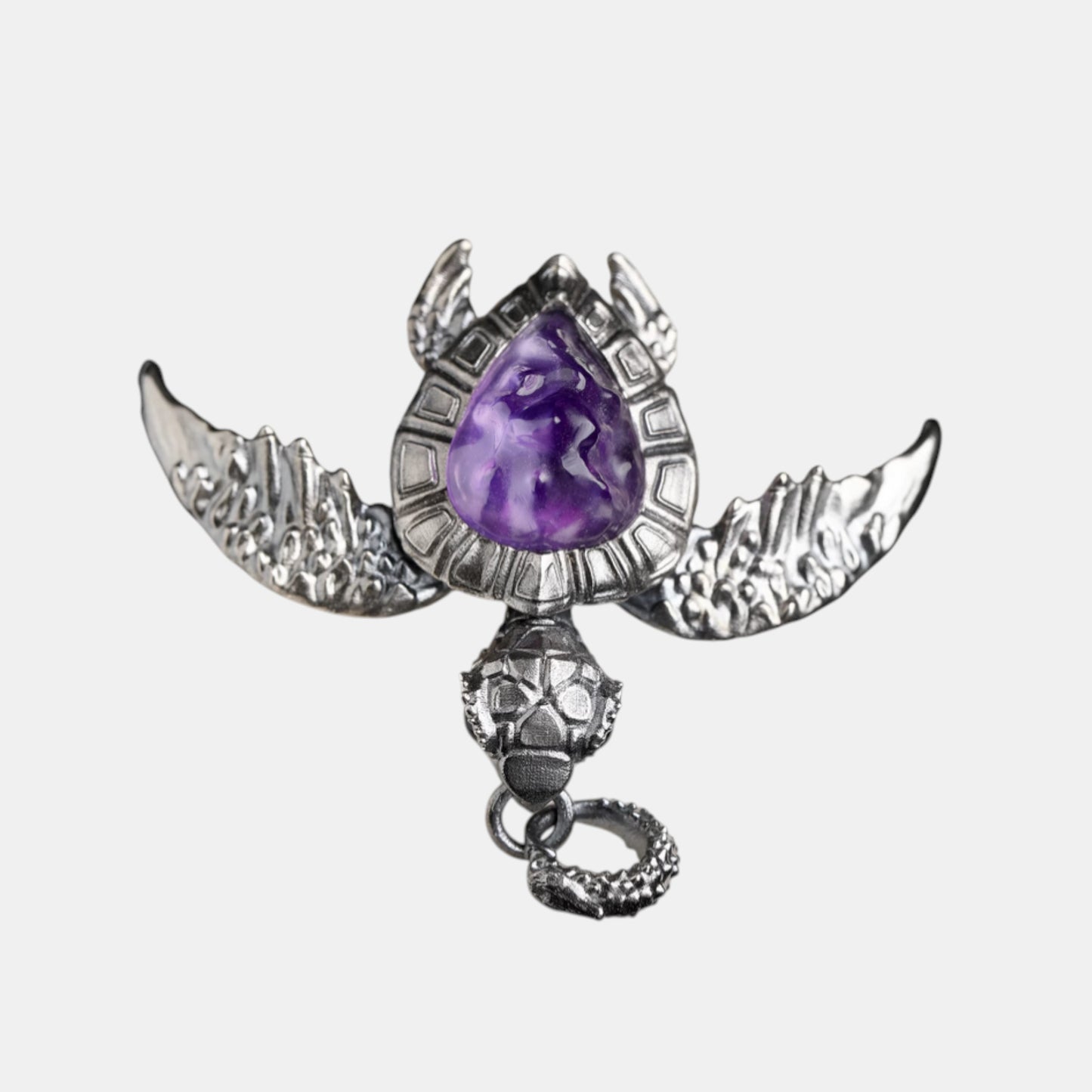 s925 Sterling Silver Purple Amethyst Turtle Open Band Ring and Pendant