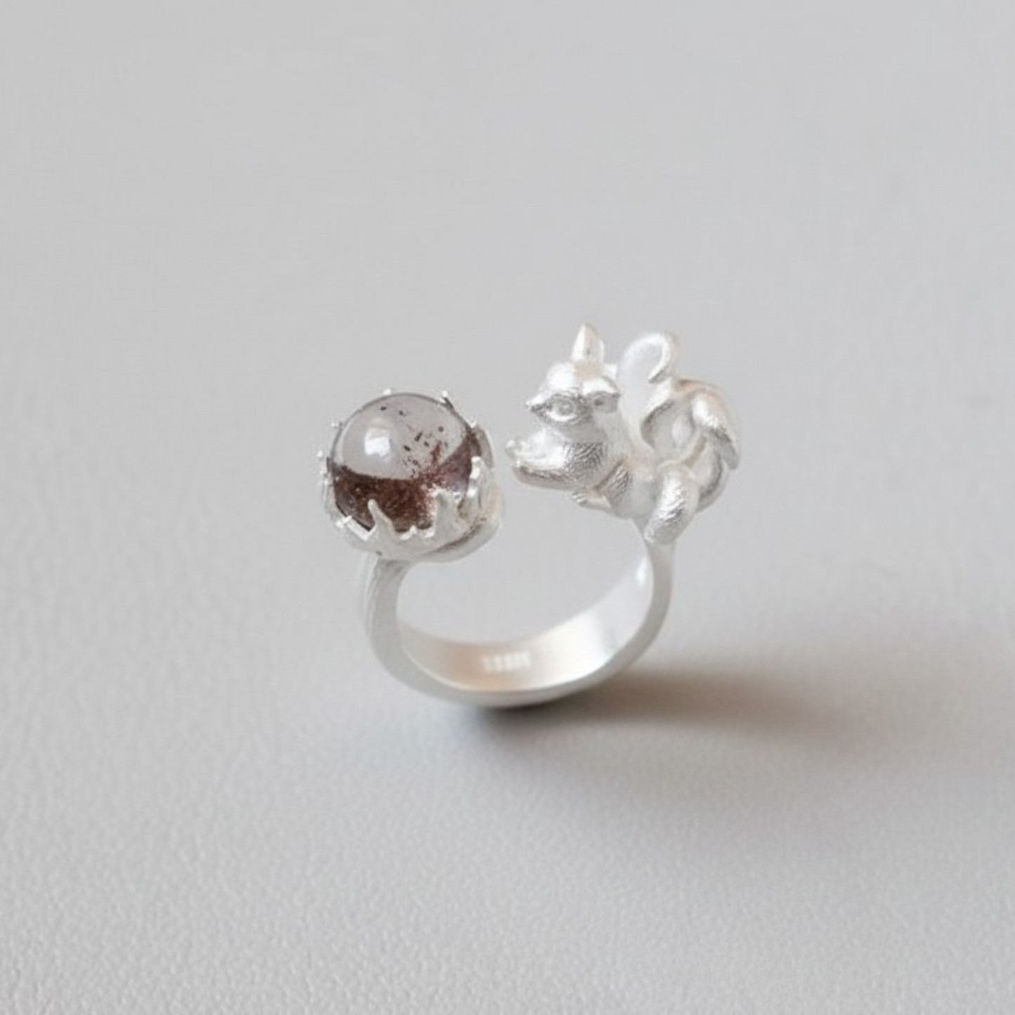 s925 Sterling Silver Unique Crystal Nine Tail Fox Ring