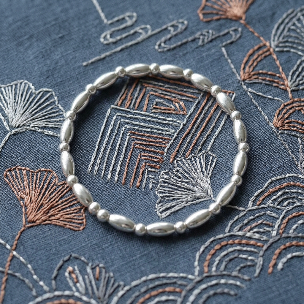 s925 Sterling Silver Rice Beads Minimal Minimalist Daily Style Bracelet