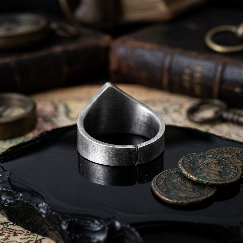 S999 Fine Silver Handmade Men Chinese Beliefs Shan Gui Coin Ring