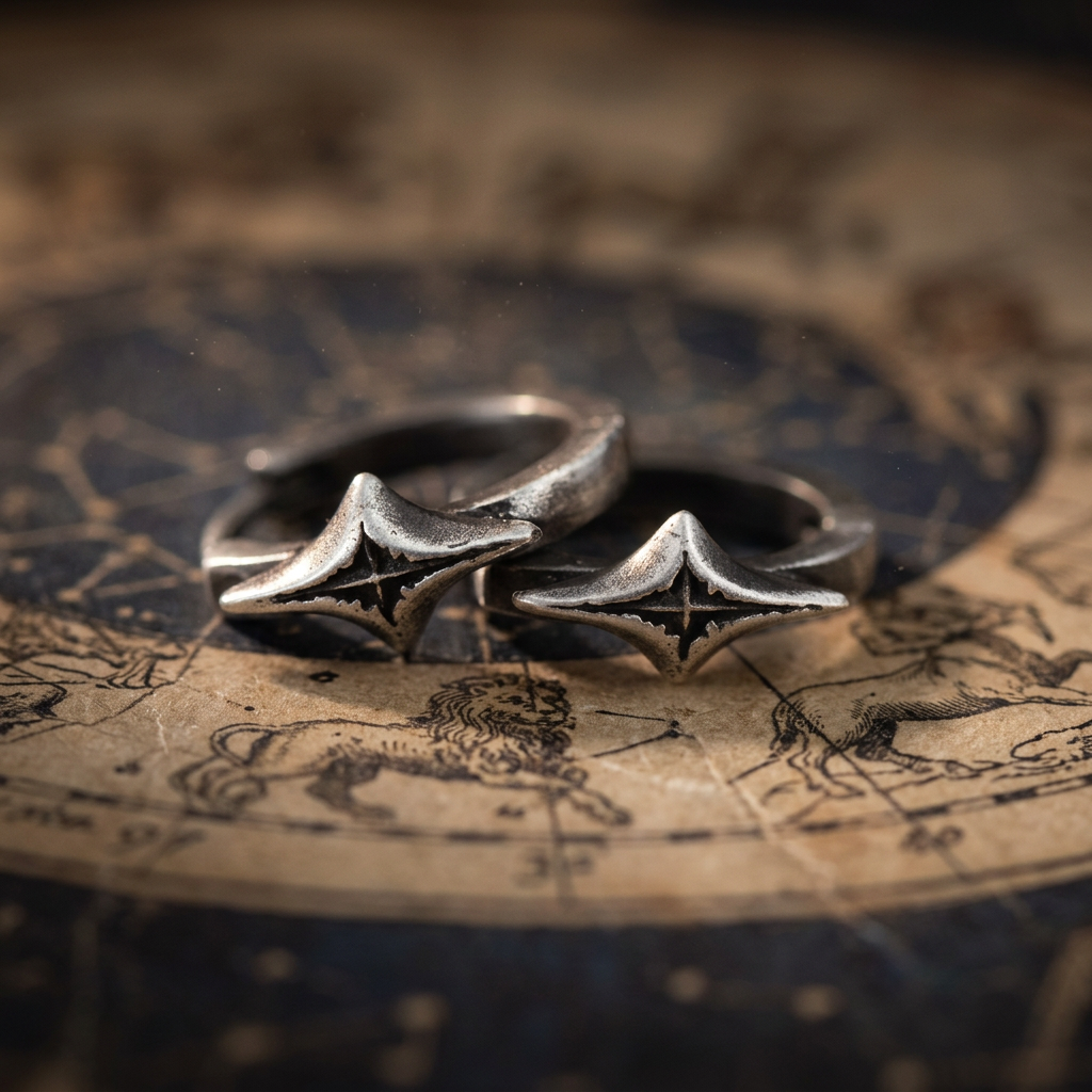 999 Fine Silver Handmade Vintage Starlight Star Style Unisex Hoop Earrings