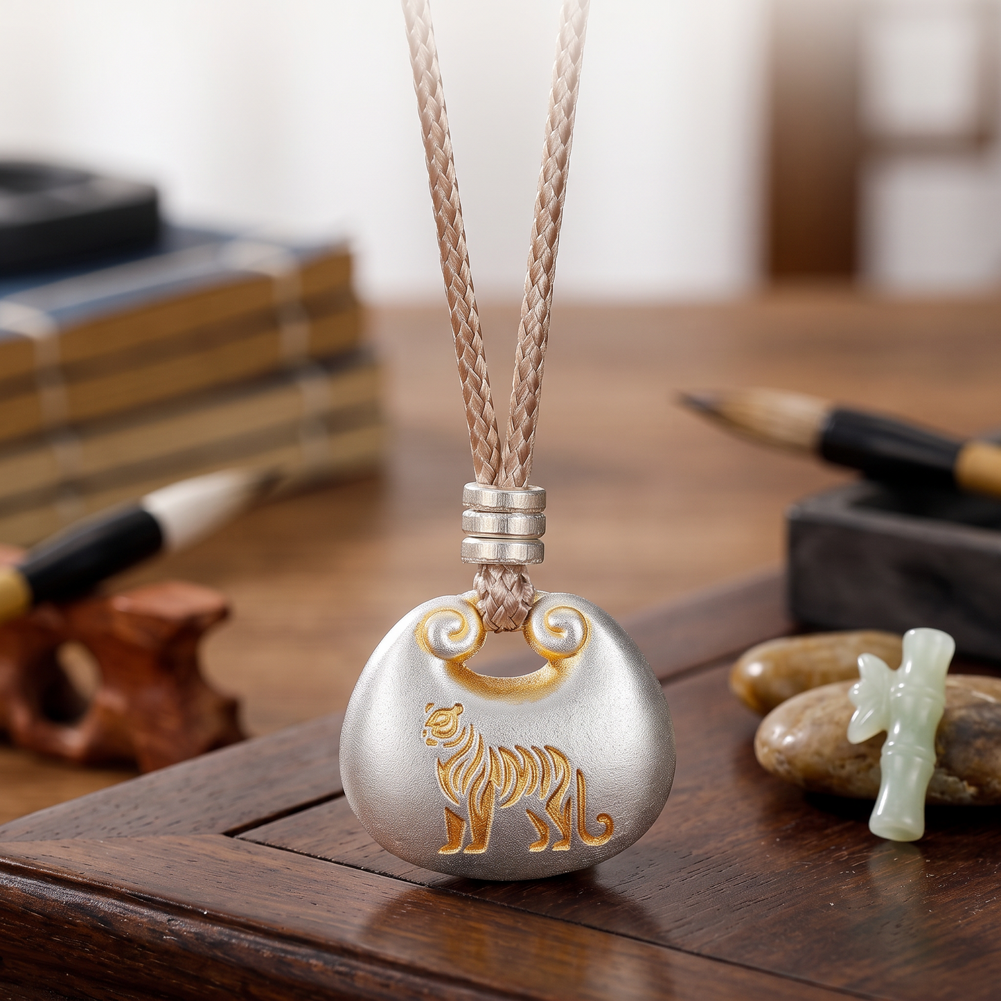 Pure 999 Silver Chinese 12 Zodiac Goat D.I.Y Charm Pendant Rope Necklace