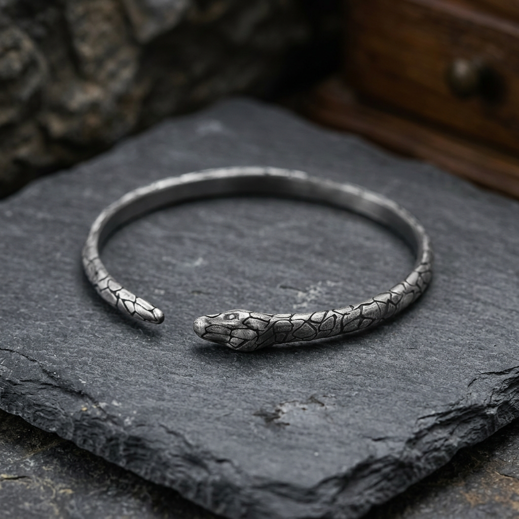 S999 Fine Silver Vintage Unisex Spirit Snake Bangle Bracelet