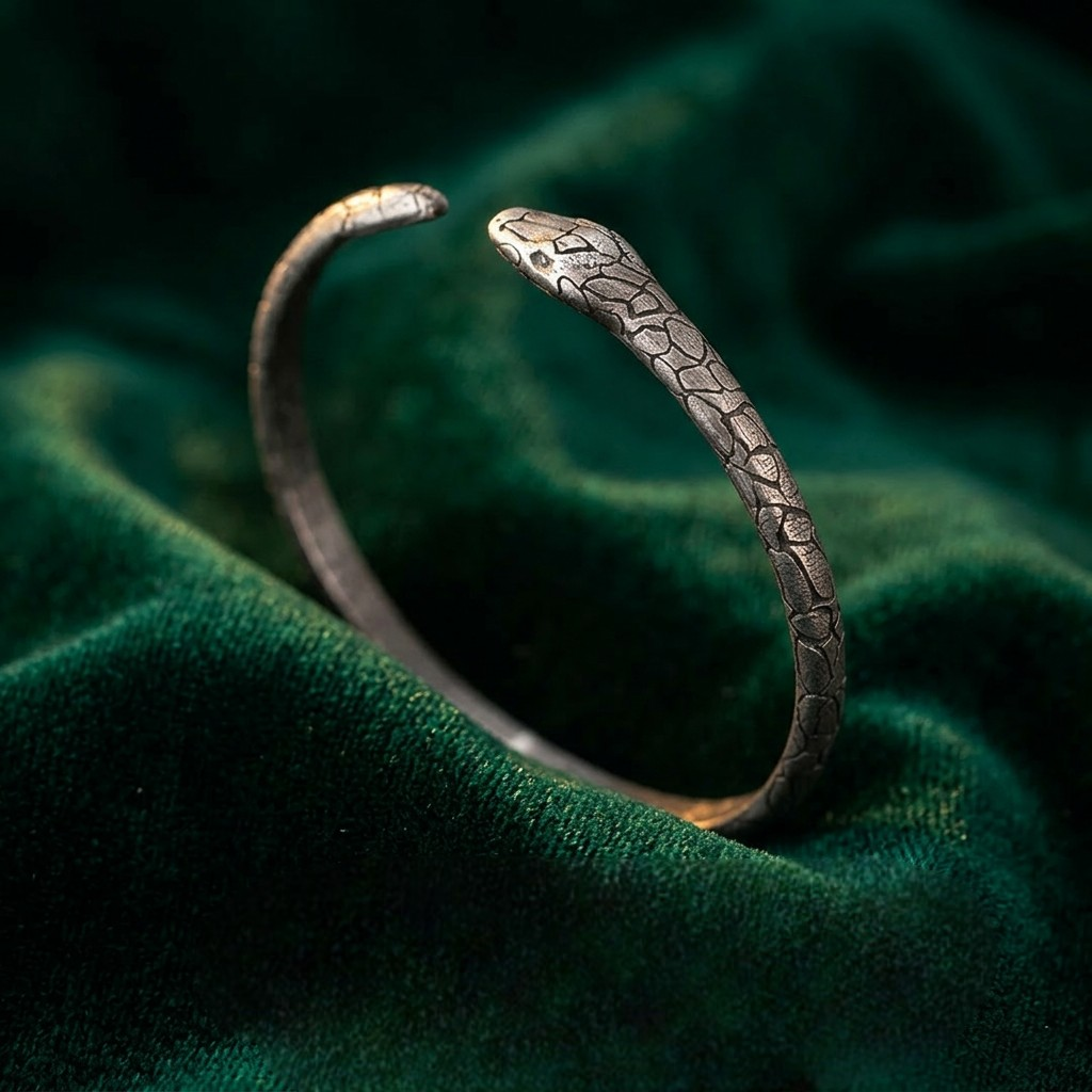 S999 Fine Silver Vintage Unisex Spirit Snake Bangle Bracelet
