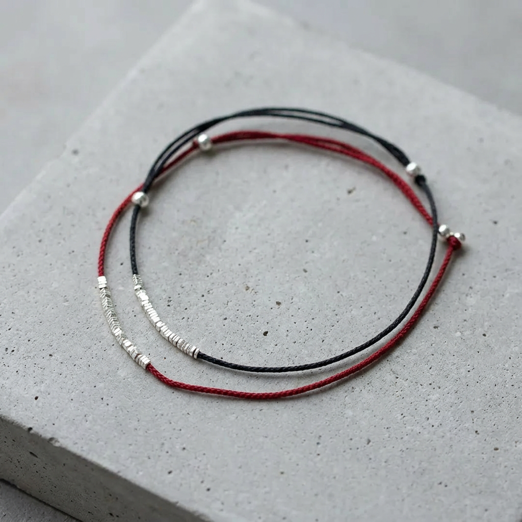 s925 Sterling Silver Minimal Style Beads Bracelet Anklet