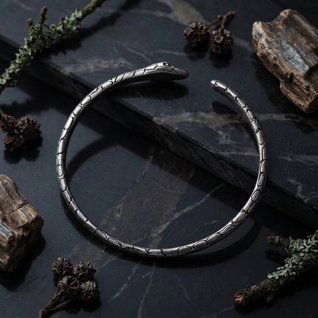S999 Fine Silver Vintage Unisex Spirit Snake Bangle Bracelet