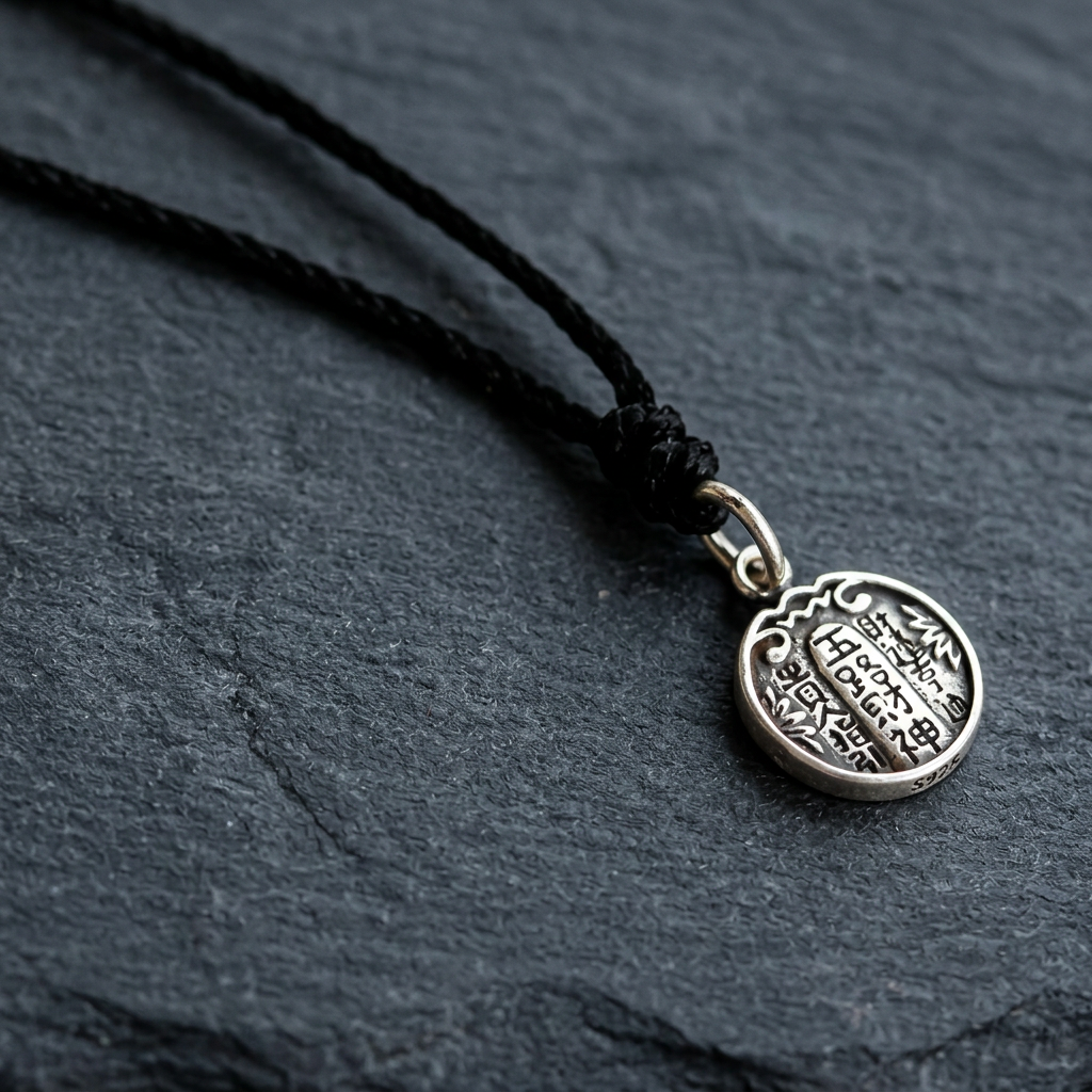 s925 Sterling Silver Feng Shui Five Directional Gods of Wealth Charm Cord Necklace