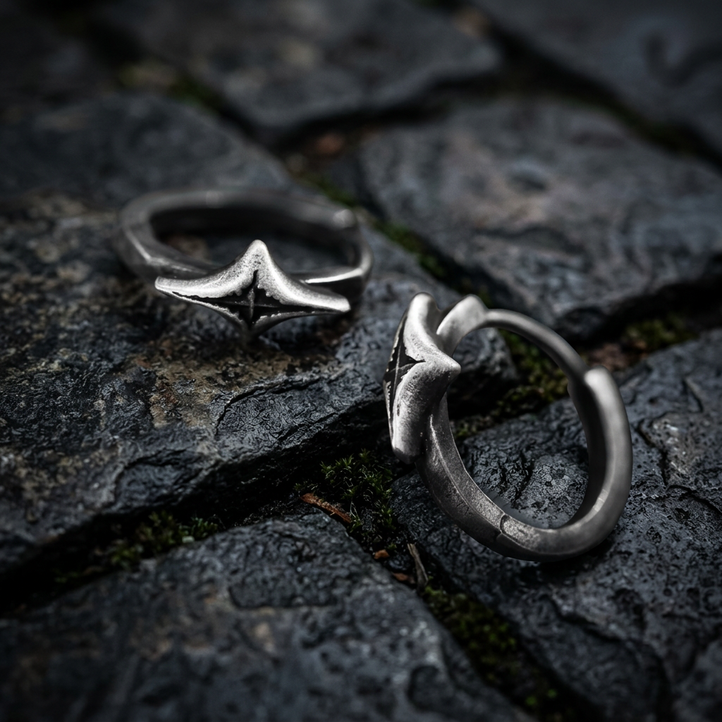 999 Fine Silver Handmade Vintage Starlight Star Style Unisex Hoop Earrings