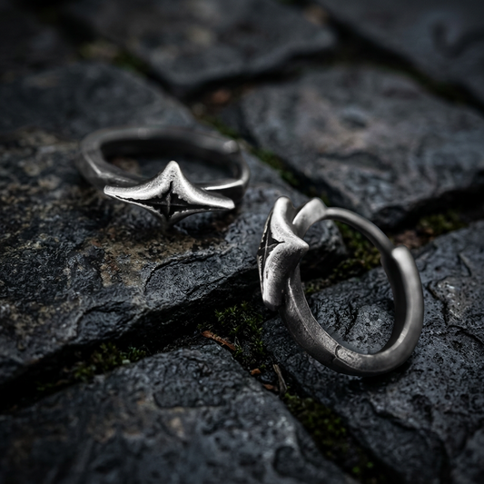 999 Fine Silver Handmade Vintage Starlight Star Style Unisex Hoop Earrings