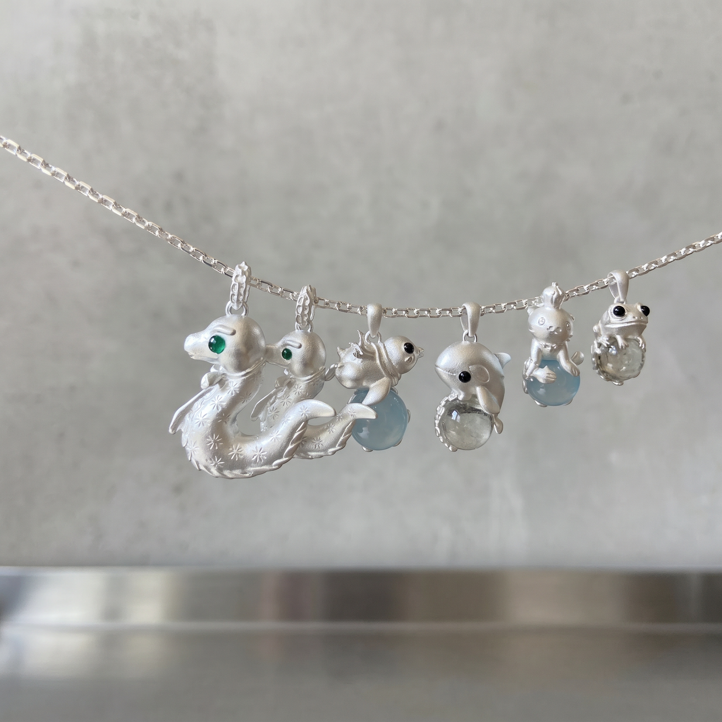 s925 Sterling Silver Cute Dolphin Seal Penguin Frog Pendant Necklace Ocean Animal