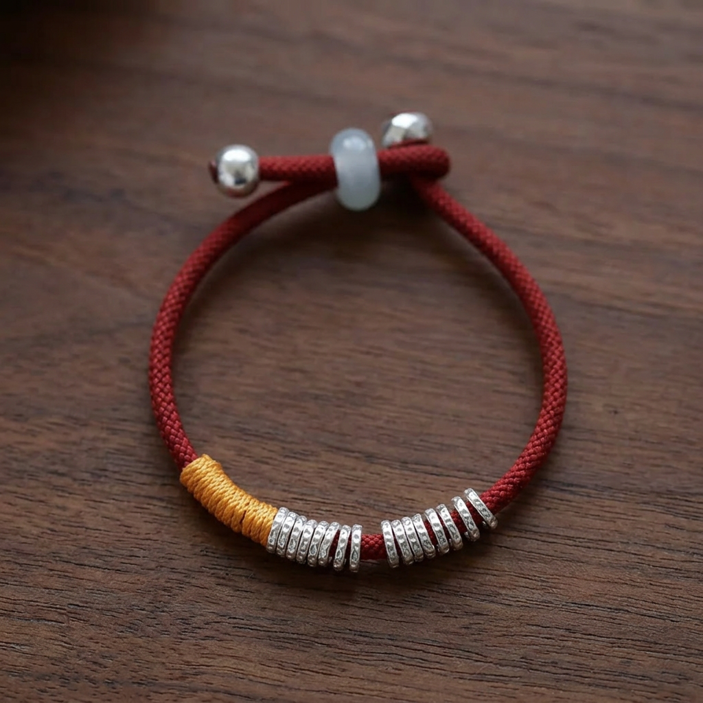 999 Fine Silver lucky Beads charm Braided Tibetan-style Minimal Cord Bracelet