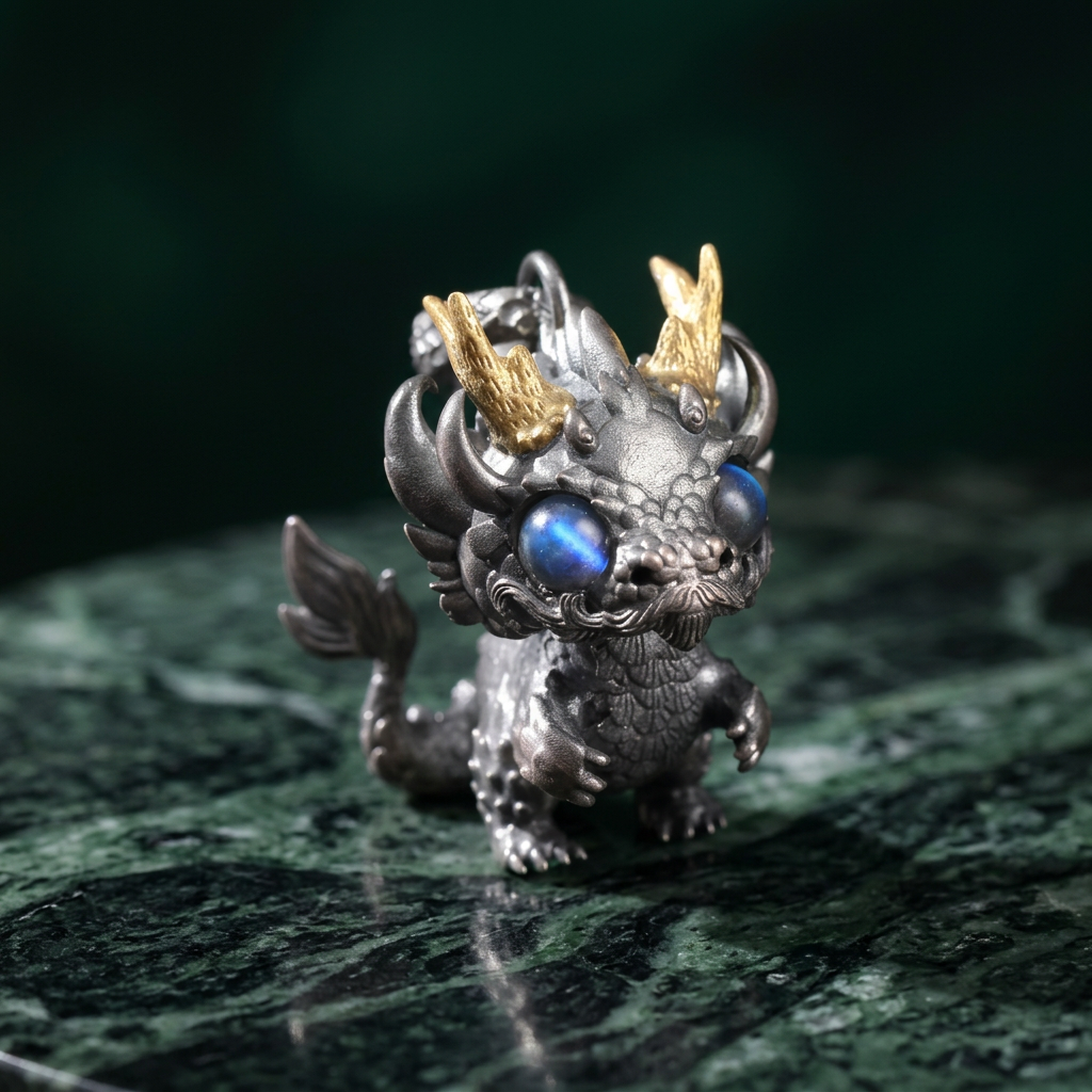 s925 Sterling Silver Dragon Baby Pendant and Necklace