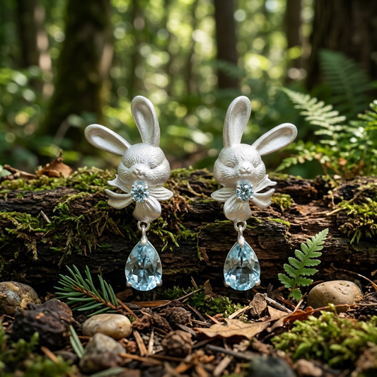 s925 Sterling Silver Cute Bunny Rabbit Stud Earrings