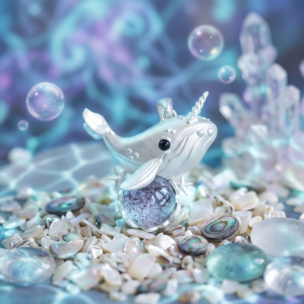s925 Sterling Silver Narwhal Whale Crystal Pendant and Necklace