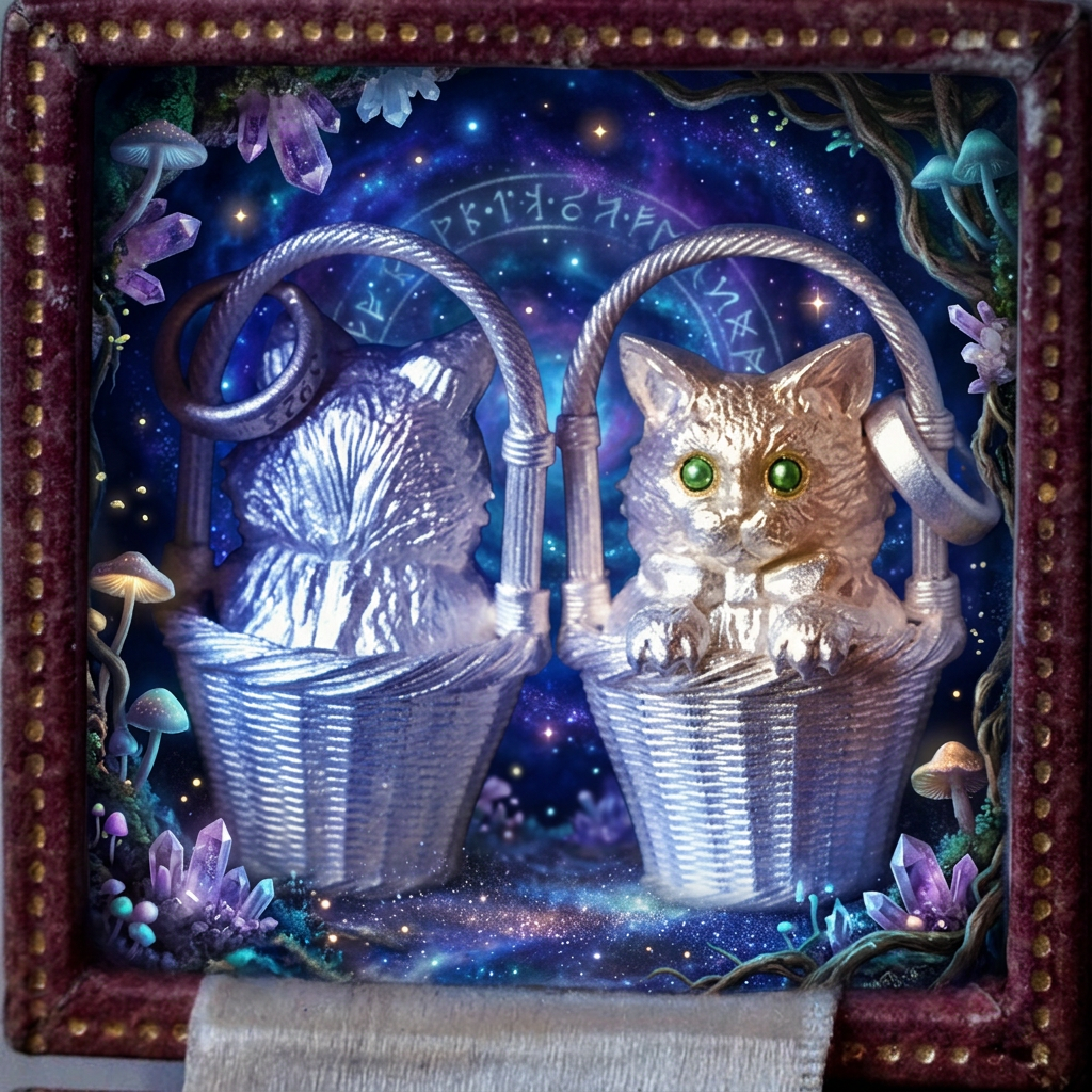 s925 Sterling Silver Cute Kitty Cat in Basket Pendant Necklace