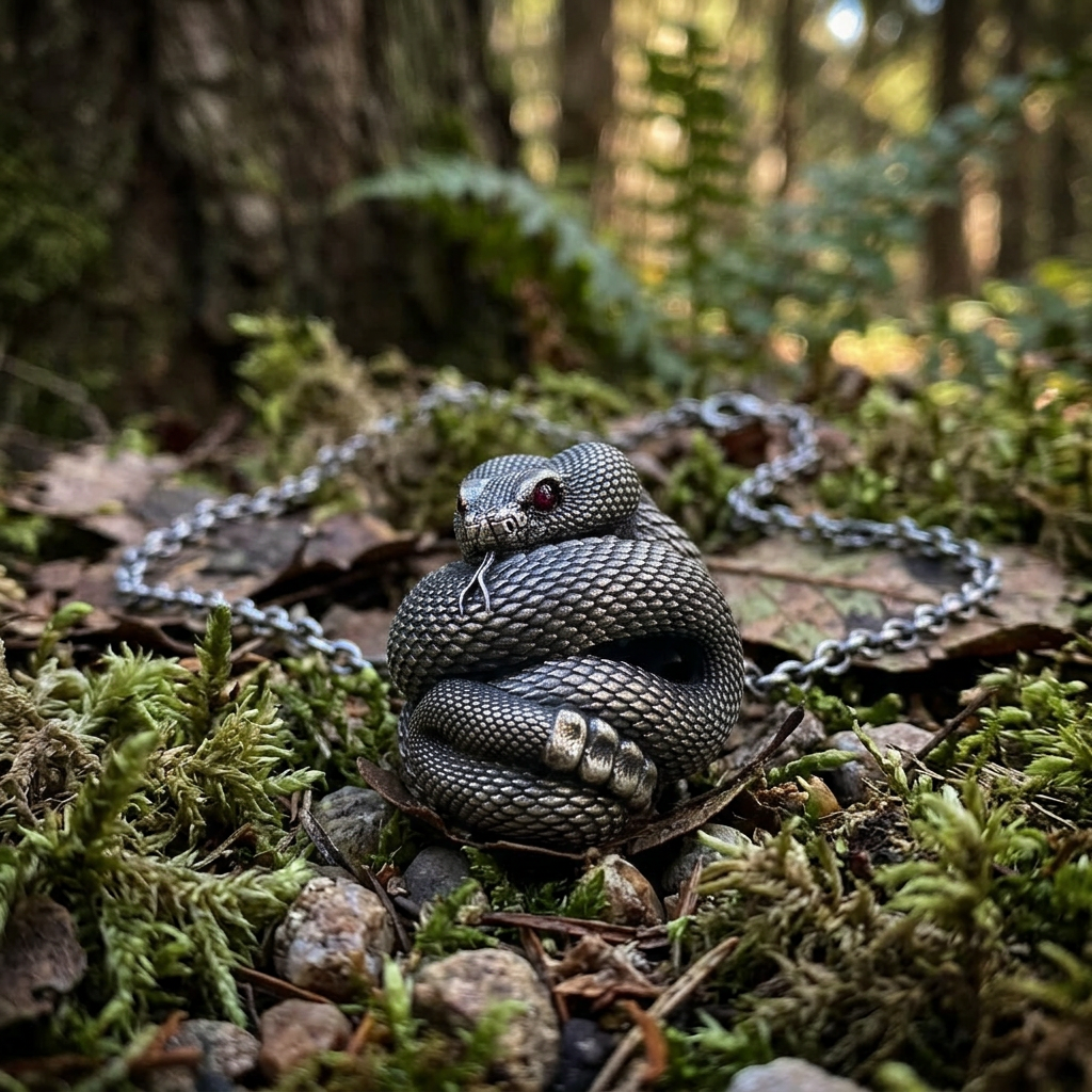 s925 Sterling Silver Detailed Rattlesnake Snake Pendant