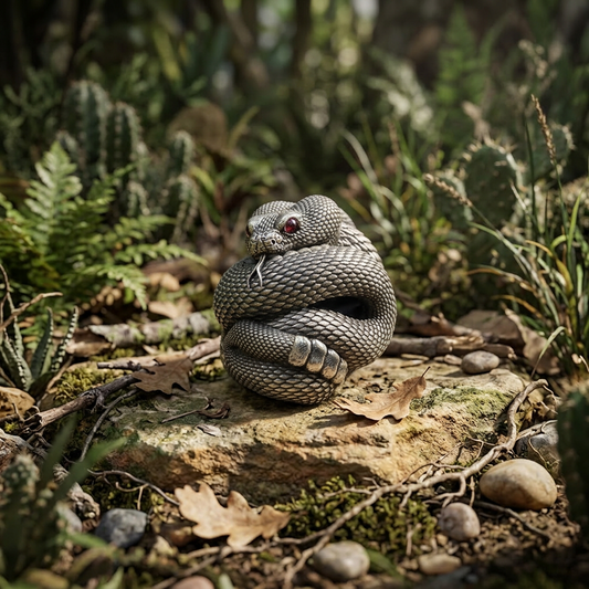 s925 Sterling Silver Detailed Rattlesnake Snake Pendant