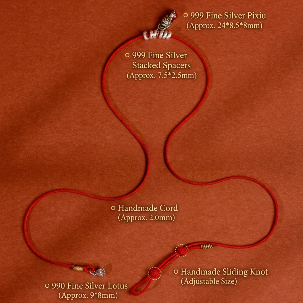 999 Fine Silver Pixiu Bring Wealth Charm Waist Chain Bell Rope Belt