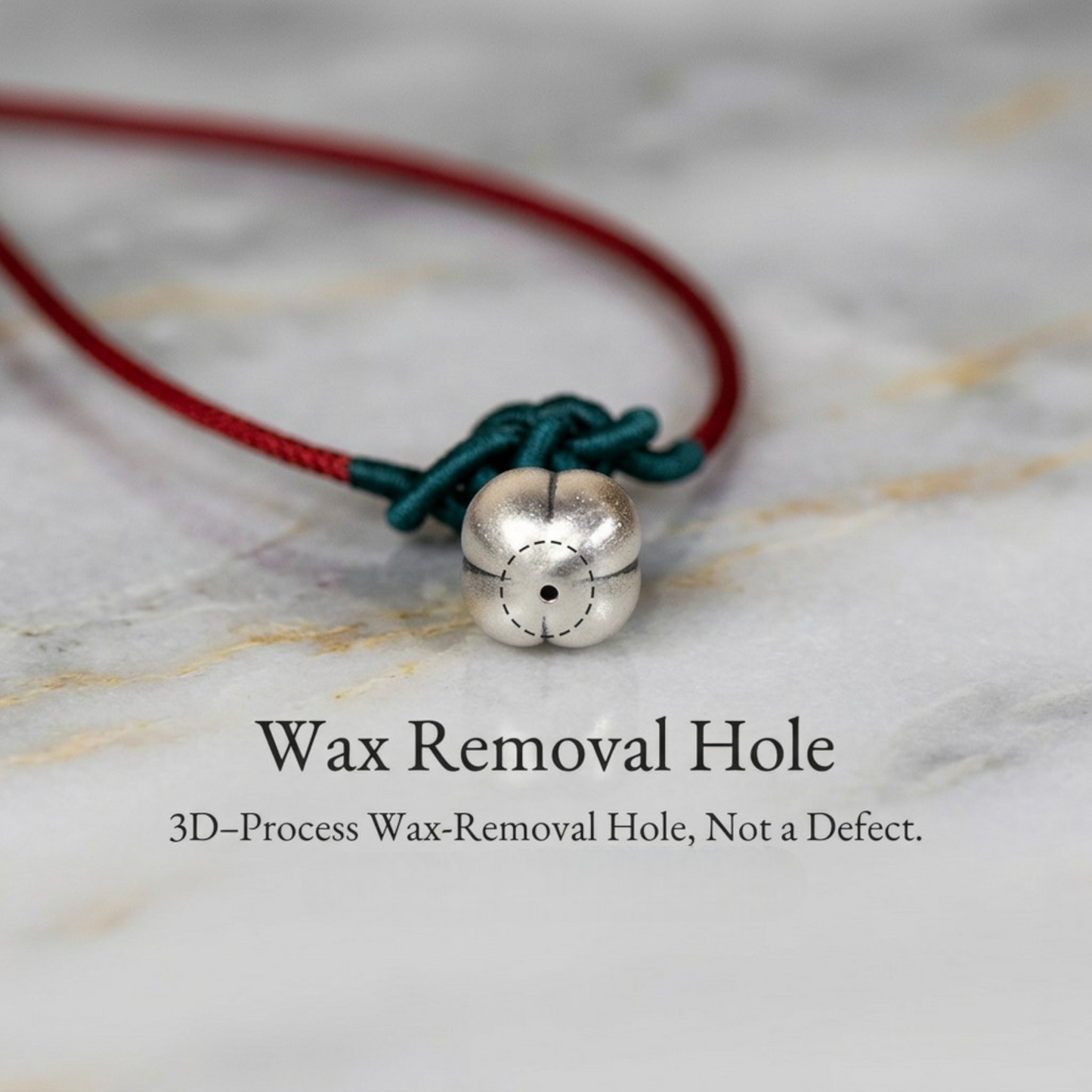 999 Fine Silver Persimmon Charm May Good Things Happen Braided Cord Adjustable Necklace