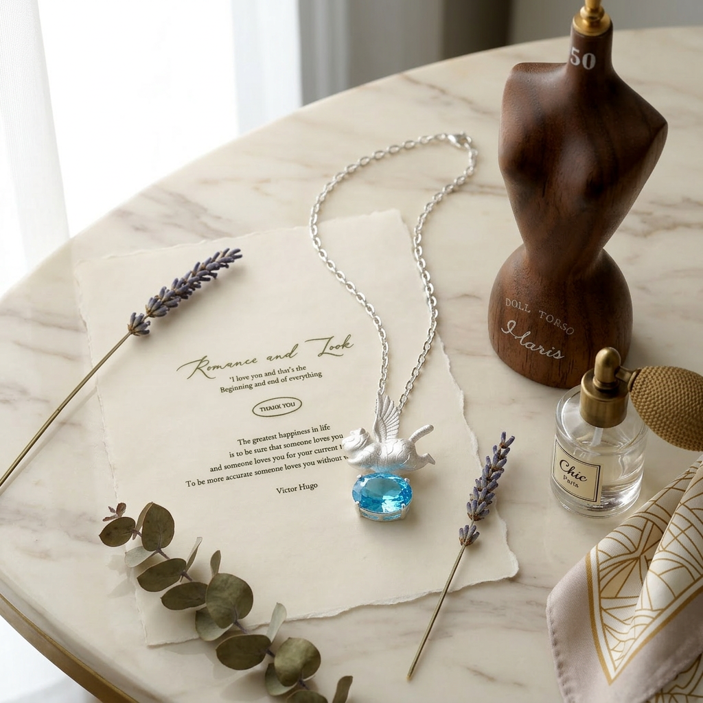 s925 Sterling Silver Unique Flying Wing Tiger Amethyst. Swiss Blue Topaz Pendant Necklace