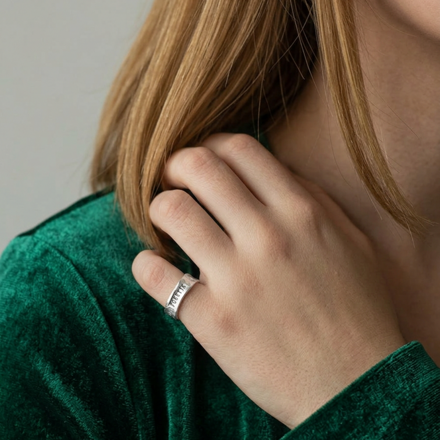 S999 Fine Silver Retro Fortuna Lucky Unisex Band Ring