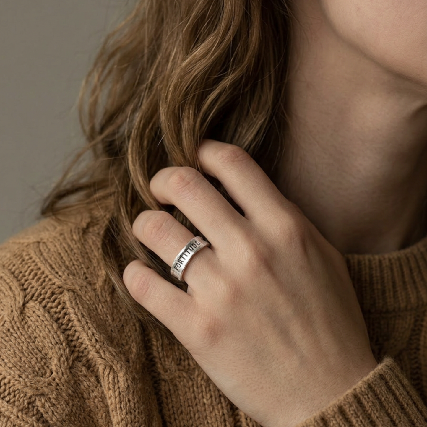 S999 Fine Silver Retro Fortuna Lucky Unisex Band Ring